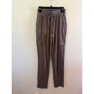 AnyBody Womens Cargo Jogger Pants Taupe Brown Drawstring Waist XXS Petite